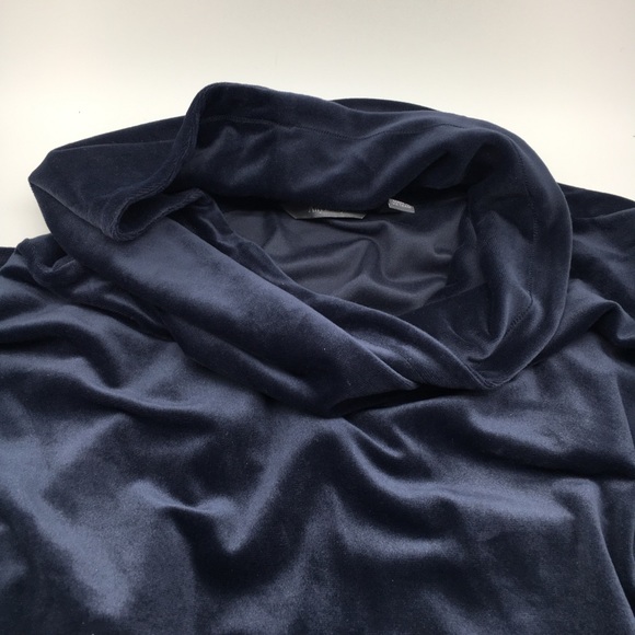 AnyBody Velour Oversized Cowl Pullover Top Navy - Picture 3 of 6